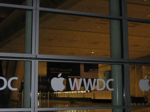 WWDC Sticker on the Glass of Moscone West